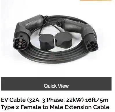 EV Charging Cable（16A, 3.6kW, Type 2, 16ft/5m) Female to Male Extension  Cable
